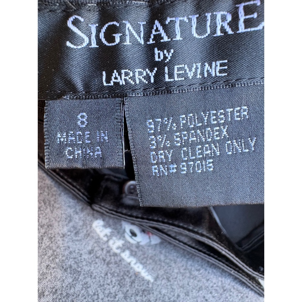 Signature by Larry Levine Black Satin Wide Leg Dress Pants Trousers Women Size 8 - Picture 7 of 7